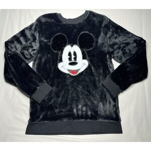 Disney Mickey Mouse Black Crew Neck Fleece Pullover Sweatshirt Adult Size Medium
